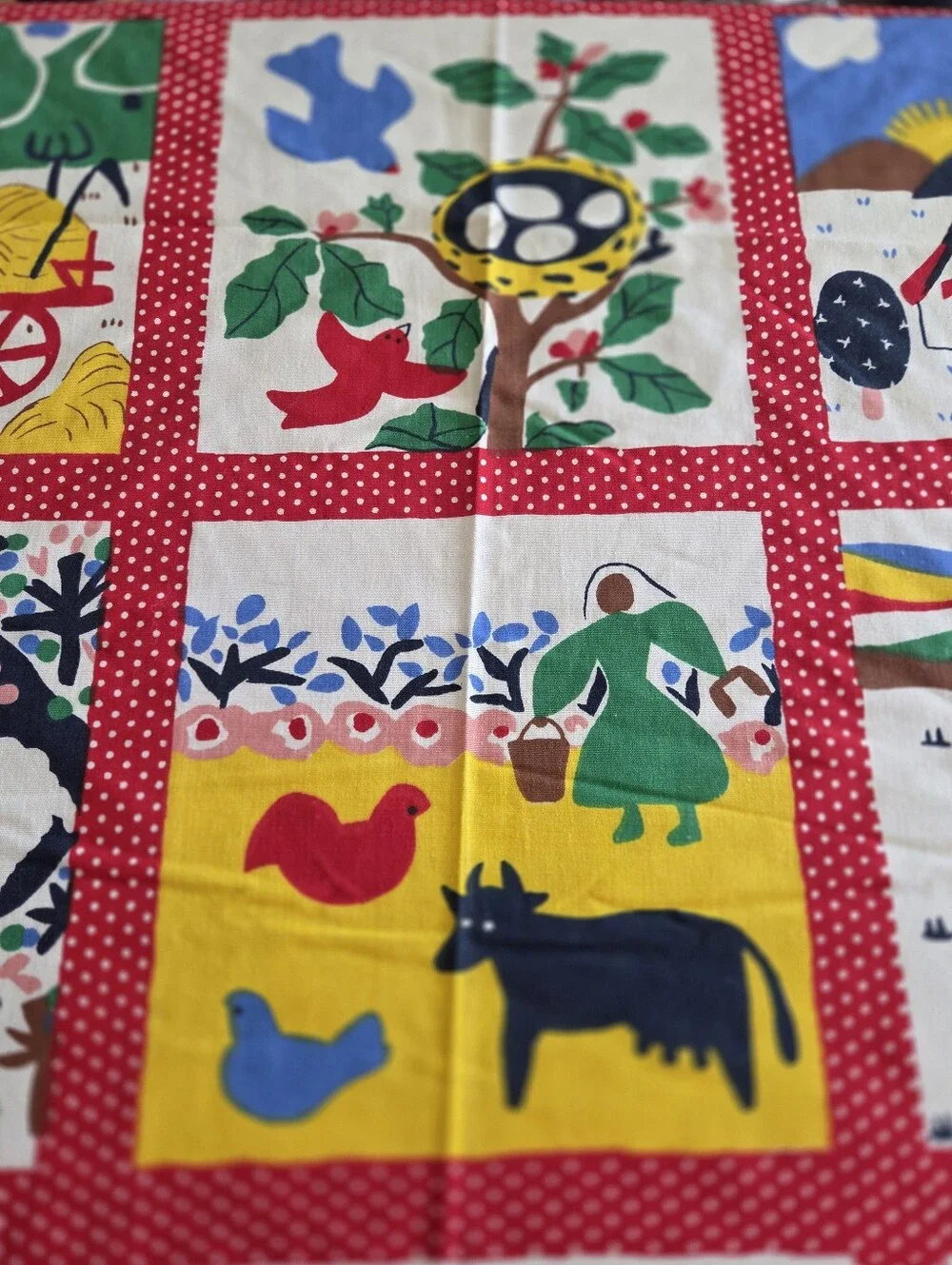 Vintage Spring Mills Farm Sewing Quilting Fake Quilt Cotton Fabric